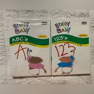BRAINY BABY LEARNING DVD’S. Set of 2. ABC’s and 1 2 3’s. Brand new